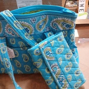 Vera Bradley Teal Paisley Crossbody Bag Set